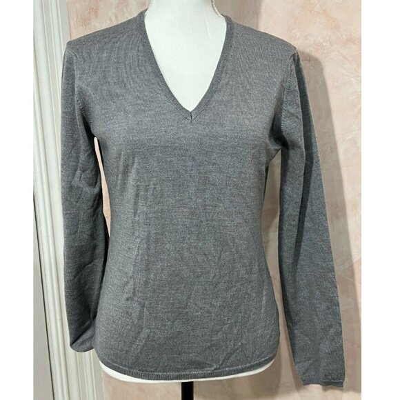 Thomas Pink Merino Wool V-neck Sweater women Size M‎ Gray - Picture 1 of 6